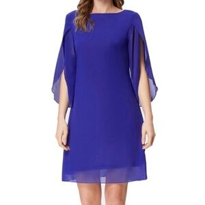 GRACE KARIN Loose Chiffon Cocktail Dress Slit Sleeve Blue Women’s S Small
